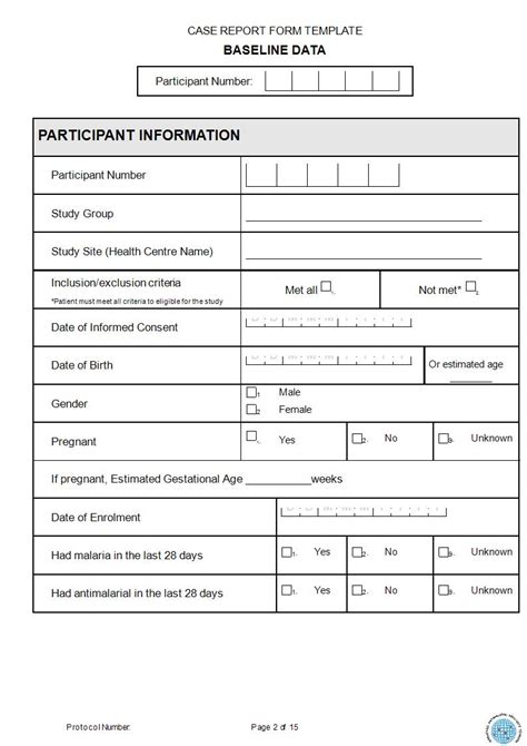 clinical trial case report form template